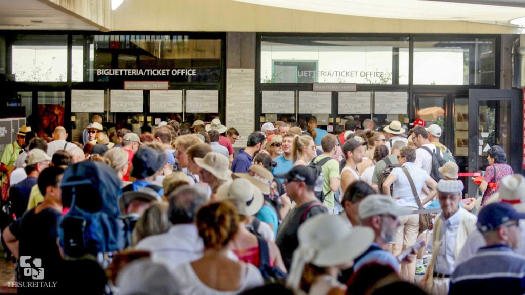 waiting on line at Pompeii ticket office - Pompeii travel tips